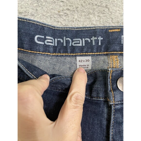 Carhartt Rugged Flex Relaxed Fit Utility Blue Jean Mens 42x29 Carpenter Denim - Picture 2 of 9